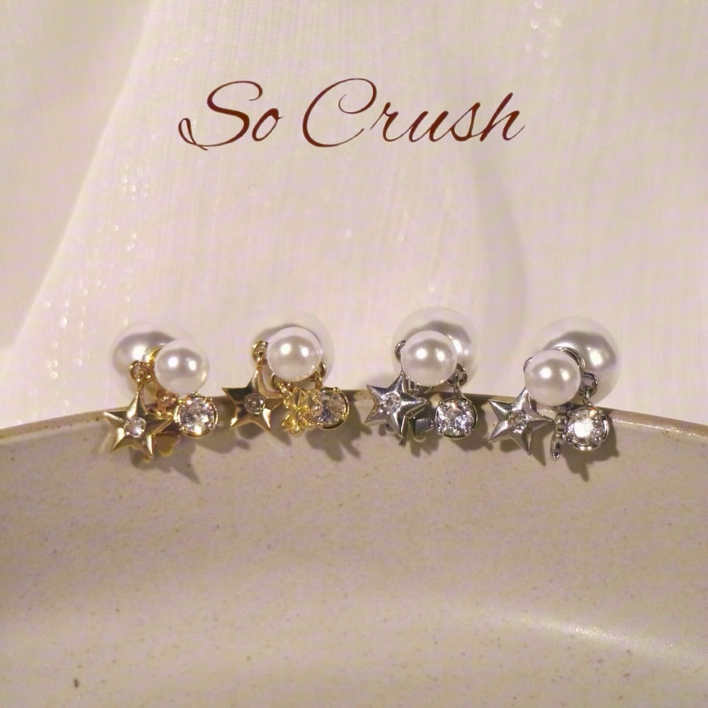 Socrush.bkk | SPARKLE GLOW earrings | SE-051 | ต่างหู ดาว มุก เพชร จี้มุก