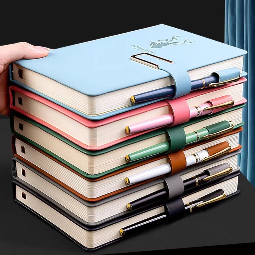 สมุดบันทึก A5 360 หน้า notebookเส้นบรรทัดแนวนอน ปกแข็ง ใช้หนัง pu จดโน๊ต เขียนไดอารี่ เหมาะสำหรับนักศึกษาและสำนักงาน