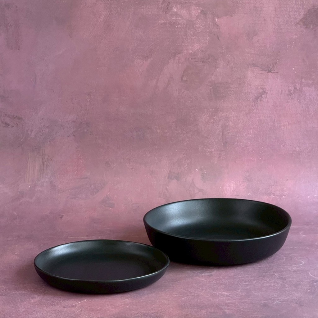 จาน ชาม ถ้วย เซรามิค สีดำด้าน สไตล์โมเดิร์น เข้าไมโครเวฟได้ Dinnerware Set Ceramic - AT1CERAMIC