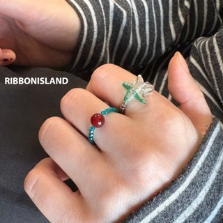 [COD]แหวน แหวนลูกปัด แหวน y2k ดาวทะเล ดอกไม้ ins สำหรับผู้หญ…