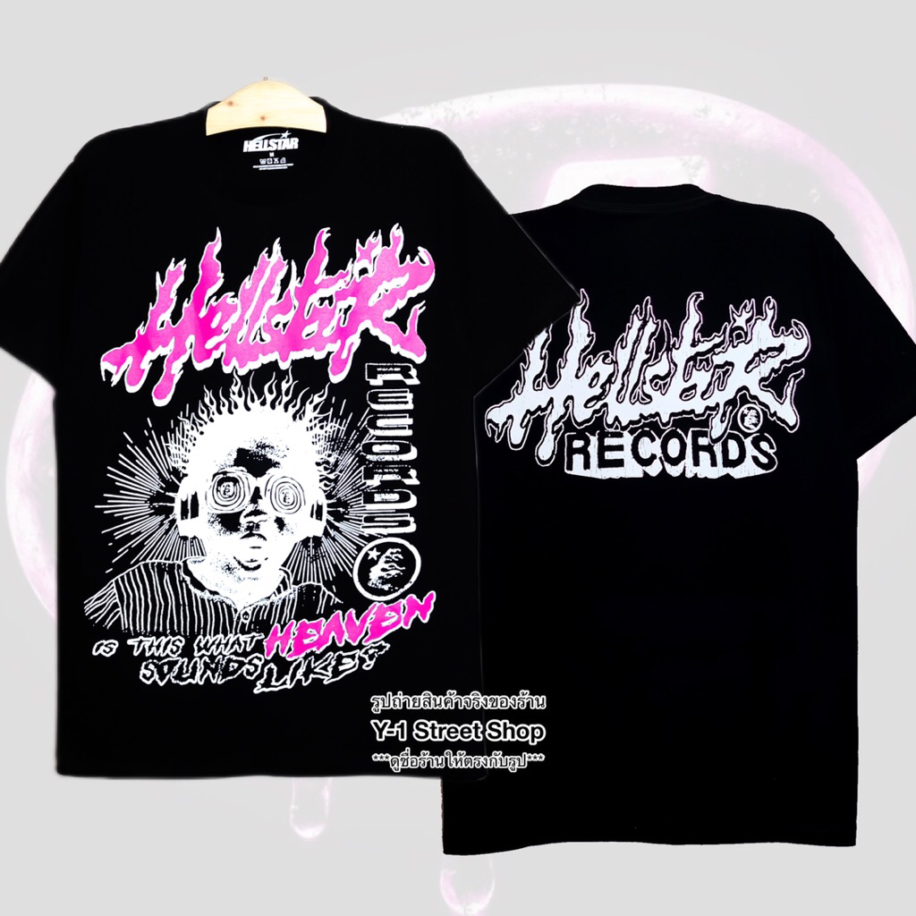 เสื้อเฮลล์สตาร์ Hellstarรุ่นยังโอม สีดำ ผ้าCotton100% ไม่มีตะเข็บข้าง