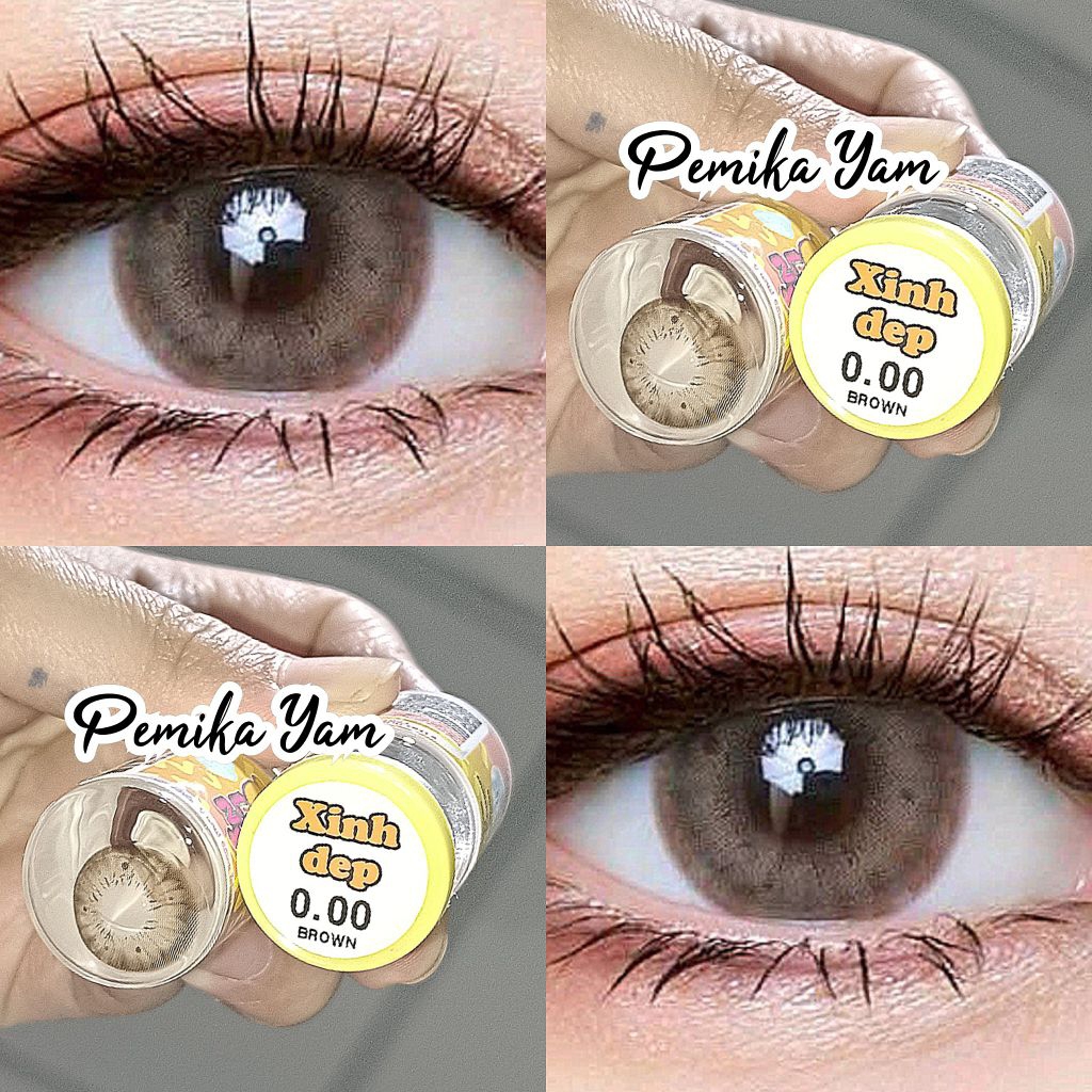 คอนแทคเลนส์แฟชั่น ลาย Xinh Dep Brown สีน้ำตาล ขนาดบิ๊กอาย 14.5 ค่าอมน้ำ 65% รายเดือน ( U Lens )