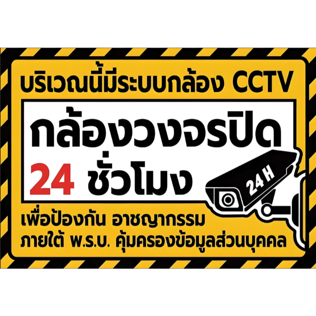 ป้ายไวนิล กล้องวงจรปิด  กล้องCCTV ป้ายไวนิล แก้ไขข้อความได้ ออกแบบฟรี  ทนแดด ทนฝน กันน้ำ ไม่ซีดไว