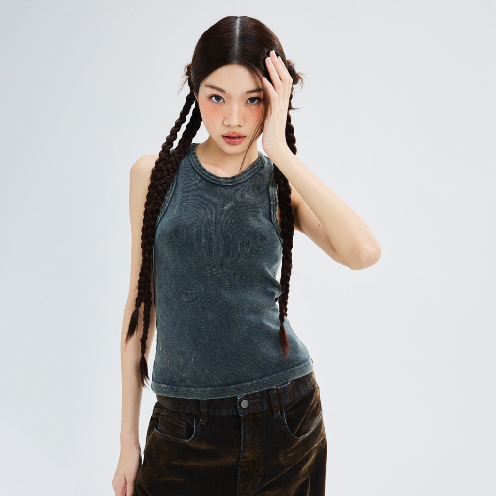 BLACKDOG BKK - babe tank top เสื้อกล้ามสีฟอก - AH002