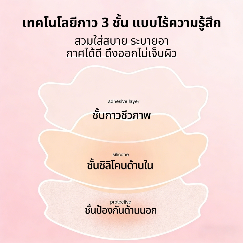 ซิลิโคนปิดจุก รุ่นมีกาว ปิดจุกนม ไม่เหนียวติดทนและนาน แพทช์เต้านมซิลิโคนชิ้นเดียวรูปแบบใหม่ 6.5 ซม. - รูปที่ 2