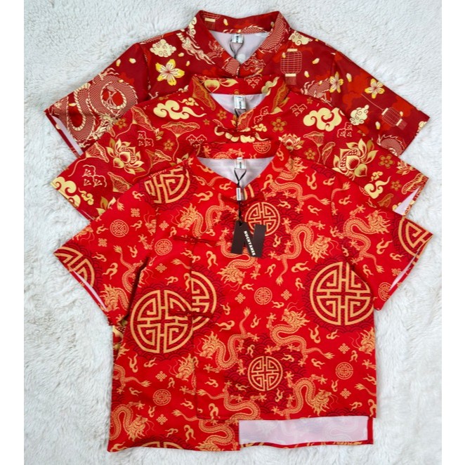 (T948)งานเสื้อตรุษจีนคอจีนกระดุมเฉียงแต่งปลายเสื้อ Nuchyanee