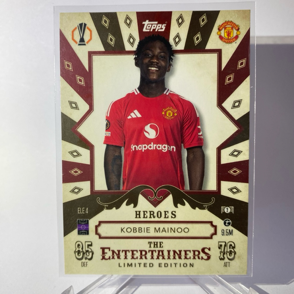 การ์ดนักกีฬาฟุตบอล KOBBIE MAINOO, MANCHESTER UNITED, HEROS, THE ENTERTAINERS, LIMITED EDITION, MATCH