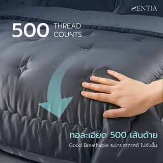 ZENTIA ชุดผ้าปู + ผ้านวม ผ้าแพรสีพื้นทูโทน กันไรฝุ่นขนสัตว์ ทอแน่น นุ่มลื่นเย็นสบาย | 6 ชิ้น [PJ]
