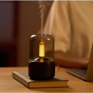 SOHEF เครื่องทำความชื้น พ่นอโรม่า เพิ่มความชุ่มชื้น ไฟแสงเทียน USB ตัดไฟเมื่อน้ำหมด เครื่องทำความชื้นอโรม่าแบบพกพา