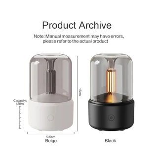 SOHEF เครื่องทำความชื้น พ่นอโรม่า เพิ่มความชุ่มชื้น ไฟแสงเทียน USB ตัดไฟเมื่อน้ำหมด เครื่องทำความชื้นอโรม่าแบบพกพา