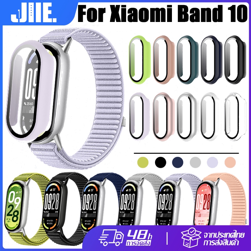 【เคส+สาย】Xiaomi Band 10 สายถักไนลอน+กระจกนิรภัยเคส🔥Xiaomi Band 10 กรณีป้องกันรอยขีดข่วน🔥Mi Band10 สา