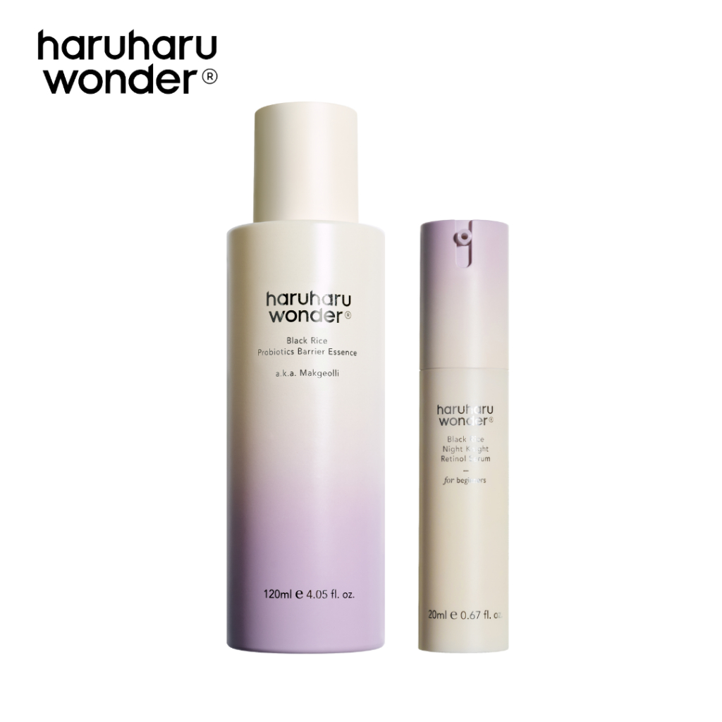 (Set 2 ชิ้น) Black Rice Probiotics Barrier Essence 120 ml . + Black Rice Night Knight Retinol Serum 20 ml.