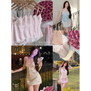 Valentines Lace Tank Top 790.- เสื้อสายเดี่ยวซาติน ดีไซน์สวย งานปักปราณีต ทรงเข้ารูป เนื้อผ้าพรีเมียม