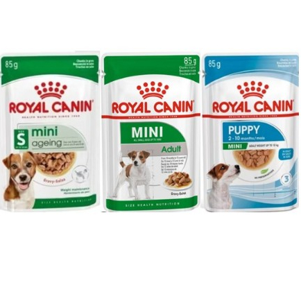 Royal canin สูตร Mini puppy / adult / ageing Pouch ทุกสูตร อาหารเปียเพ้าซ์ 85 กรัม (ยกกล่อง12ซ.)