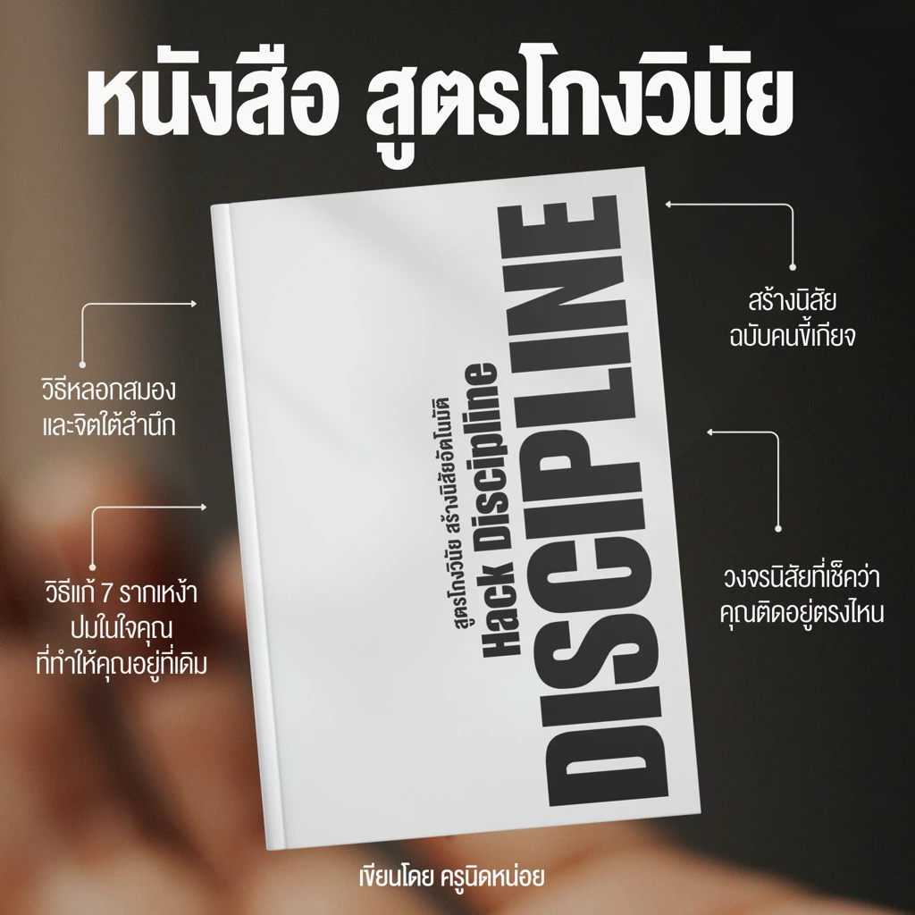 หนังสือHack Yourself สูตรโกงวินัย สร้างนิสัยอัตโนมัติ (หนังสือ+วิดีโอคอร์สเรียน)|ครูนิดหน่อย