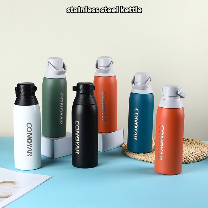 CONOYAR สูญญากาศหุ้มฉนวนสแตนเลส 500/750ml ขวดกีฬาความจุขนา ดใหญ่น้ำแข็งยึดกระติกน้ำร้อน เก็บได้ทั้งร้อนและเย็น T01237