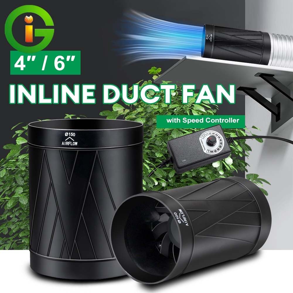 พัดลมอินไลน์ 4นิ้ว/6นิ้ว INLINE DUCTFAN 7W/22W กำลังสูง 130CFM/345CFM , มอเตอร์ไร้แปรงถ่าน DC ทองแดงบริสุทธิ์เกรดสูงสุด