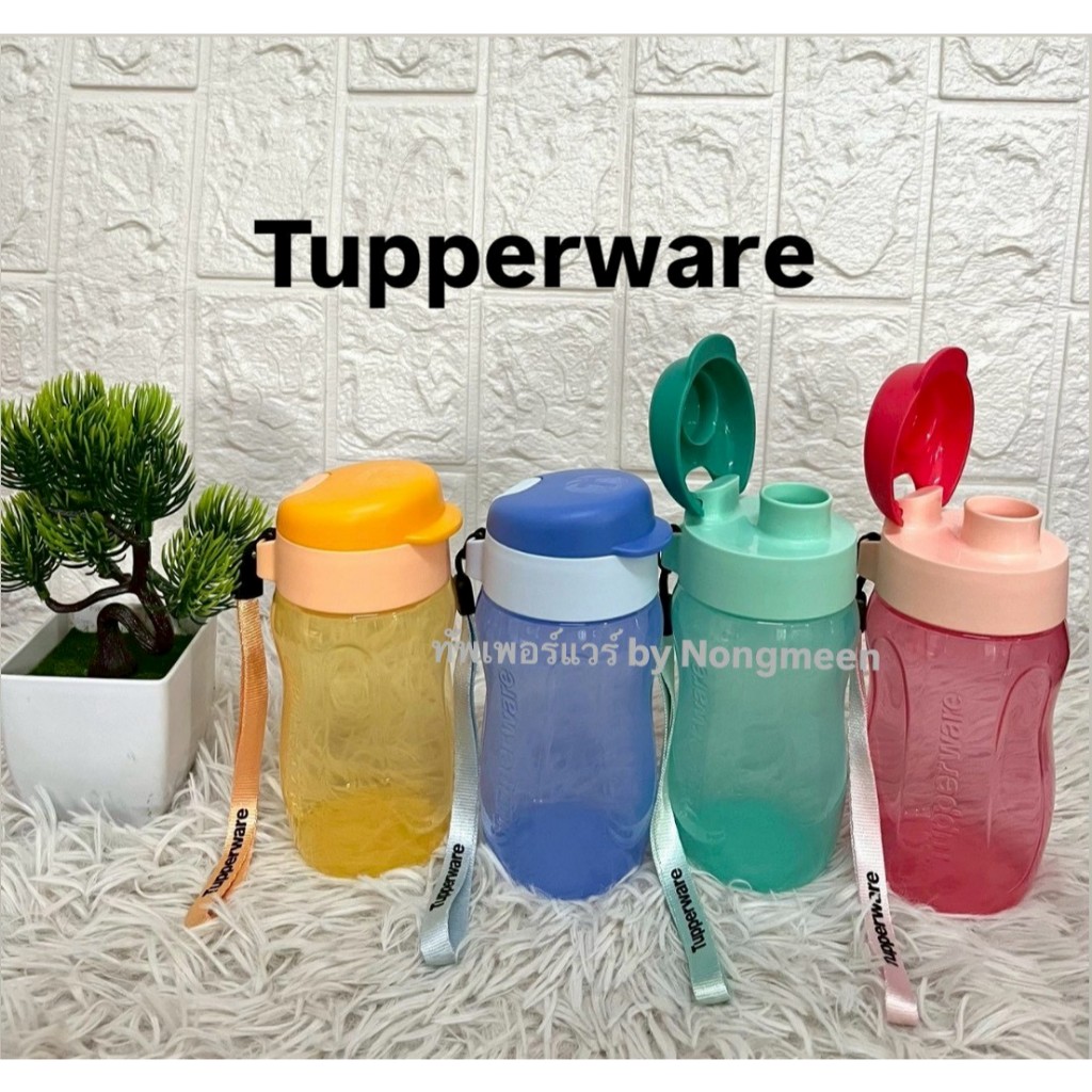 Tupperware  ขวดน้ำ รุ่น Eco Slim 310 ml ฝาจุกFliptop เปิดดื่มสะดวก มีสายหิ้ว (เลือกสีได้)