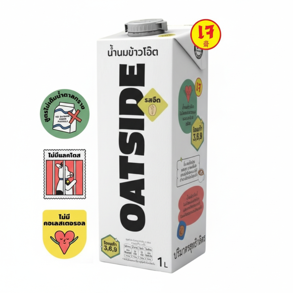 Oatside Oat Milk (1L) SPJP นมโอ๊ตรสจืด สูตร Barista แพลนต์เบส 100% ครีมมี่ เข้มข้น ไม่เติมน้ำตาล