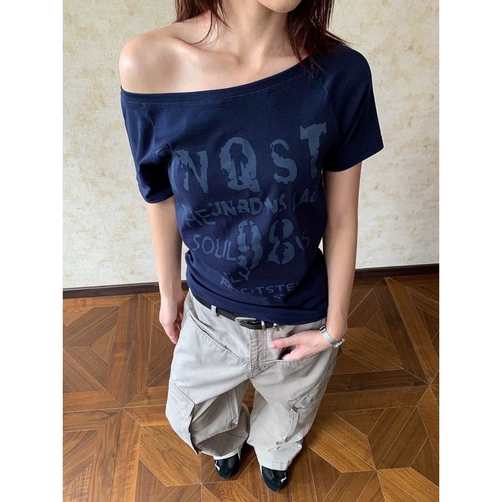 9029# เสื้อคอกว้างแขนสั้นสกรีนลายช่วงอก เนื้อผ้าดี ใส่สบาย  TAG:WG.WE ราคา ถูกที่สุด ดีลบีเคเค แกลเลอรีภาพที่ 9