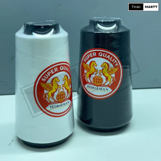 ด้ายเย็บ 40/2 ตรา Horseman ขนาด 2,000 เมตร สีขาว/ดำ ด้ายเย็บผ้าโพลีเอสเตอร์ [6 หลอด ]
