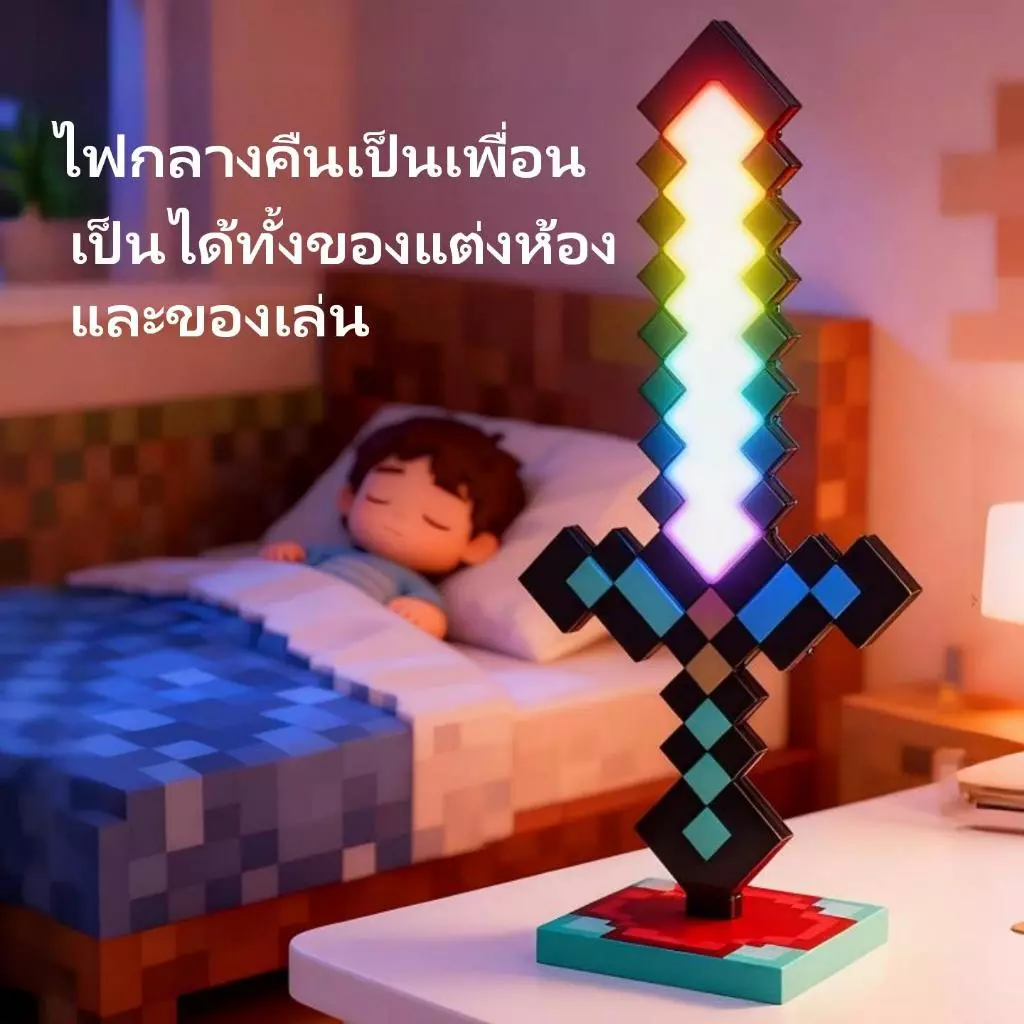 ดาบเพชรเรืองแสง ของเล่นมีไฟ 20 สี รูปแบบอาวุธจากโลก MC ของขวัญวันเกิดโคมไฟกลางคืนสำหรับเด็กผู้ชายและเด็กผู้หญิง คบเพลิง thumbnail 5