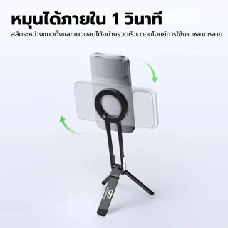 GOOJODOQ โลหะ ที่วางโทรศัพท์แม่เหล็ก ขาตั้งกล้องแบบมั่นคง คาราบิเนอร์แบบพกพา พับได้ มุมมองหลายมุม