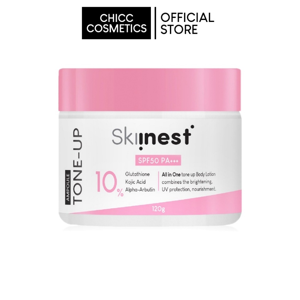 SKIINEST ULTRA BRIGHT PINK TONE UP AMPOULE BODY LOTION SPF50 PA+++ 120G.