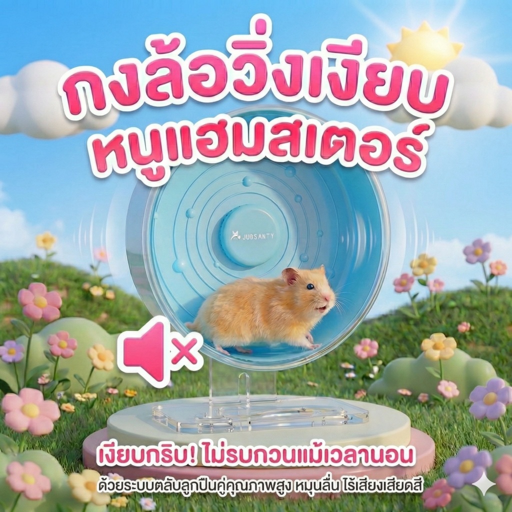 กงล้อ ล้อวิ่ง แฮมสเตอร์ ระบบลูกปืนคู่ เงียบมาก วิ่งลื่นไม่สะดุด ถนอมอุ้งเท้า ดีไซน์สวย สีพาสเทล อุปกรณ์แฮมสเตอร์