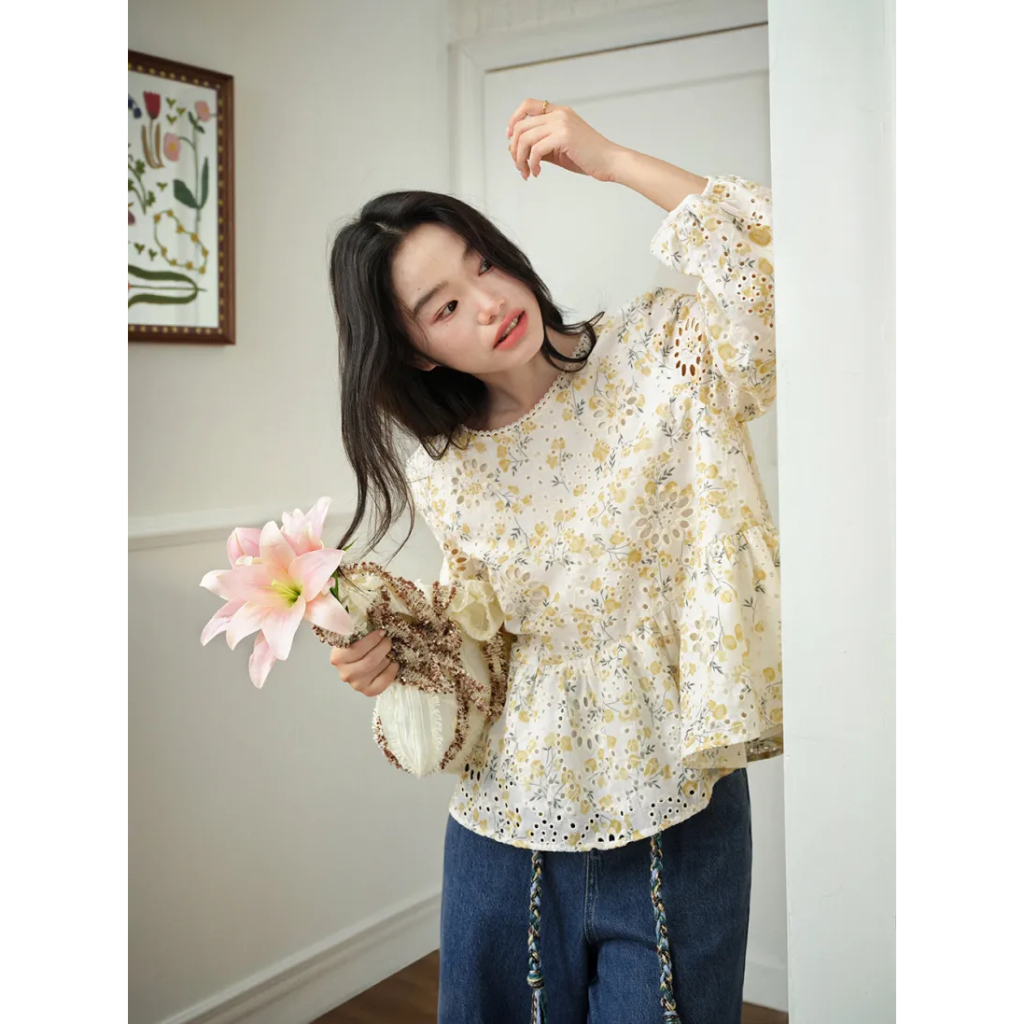 [พรีออเดอร์] ❤KUOSE : Floral Long Sleeve Blouse❤