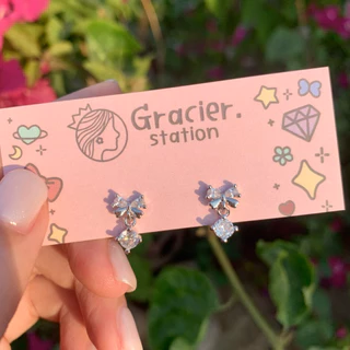 🎀✨ ต่างหูโบว์เพชรตุ้งติ้ง (A2501014)