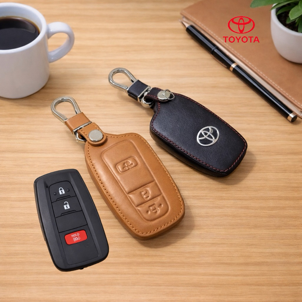 ซองหนังแท้ ใส่กุญแจรีโมทรถยนต์ รุ่นหนังนิ่ม โลโก้เหล็ก Toyota C-HR,Cross 2018-26 Smart Key