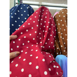 ผ้าลายจุด polka dot แฟชั่นผ้า ลายจุด ไหมอิตาลี นิ่ม พริ้ว ไม่ยับ เมตร หลา ตัดชิ้นยาวได้ กว้าง 150cm