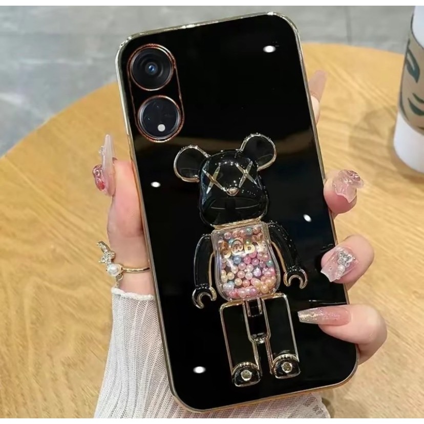 เคส TPU น้องหมี ตั้งได้ สำหรับ OPPO A17 A17K A16 A15 A15S A57 4G 5G A77S A77 5G A76 A96 A5S A7 A12 F9 เคส น่ารัก ขาตั้ง