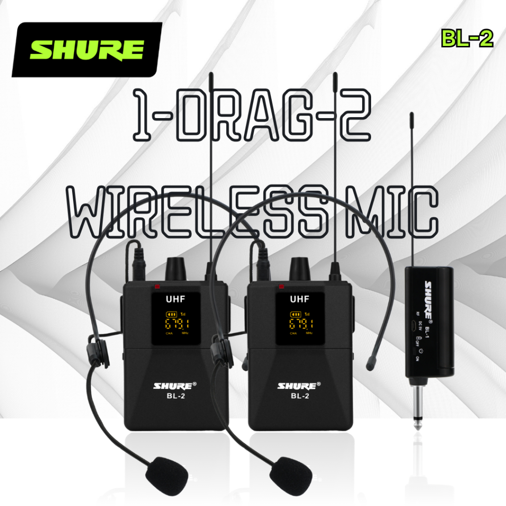 ไมโครโฟน ไมโครโฟนแบบมีสายติดศีรษะ SHURE/BL-2 พอร์ต 3.5มม. ระบบ 1 ต่อ 2 ลดเสียงรบกวน สำหรับสอน/ประชุม