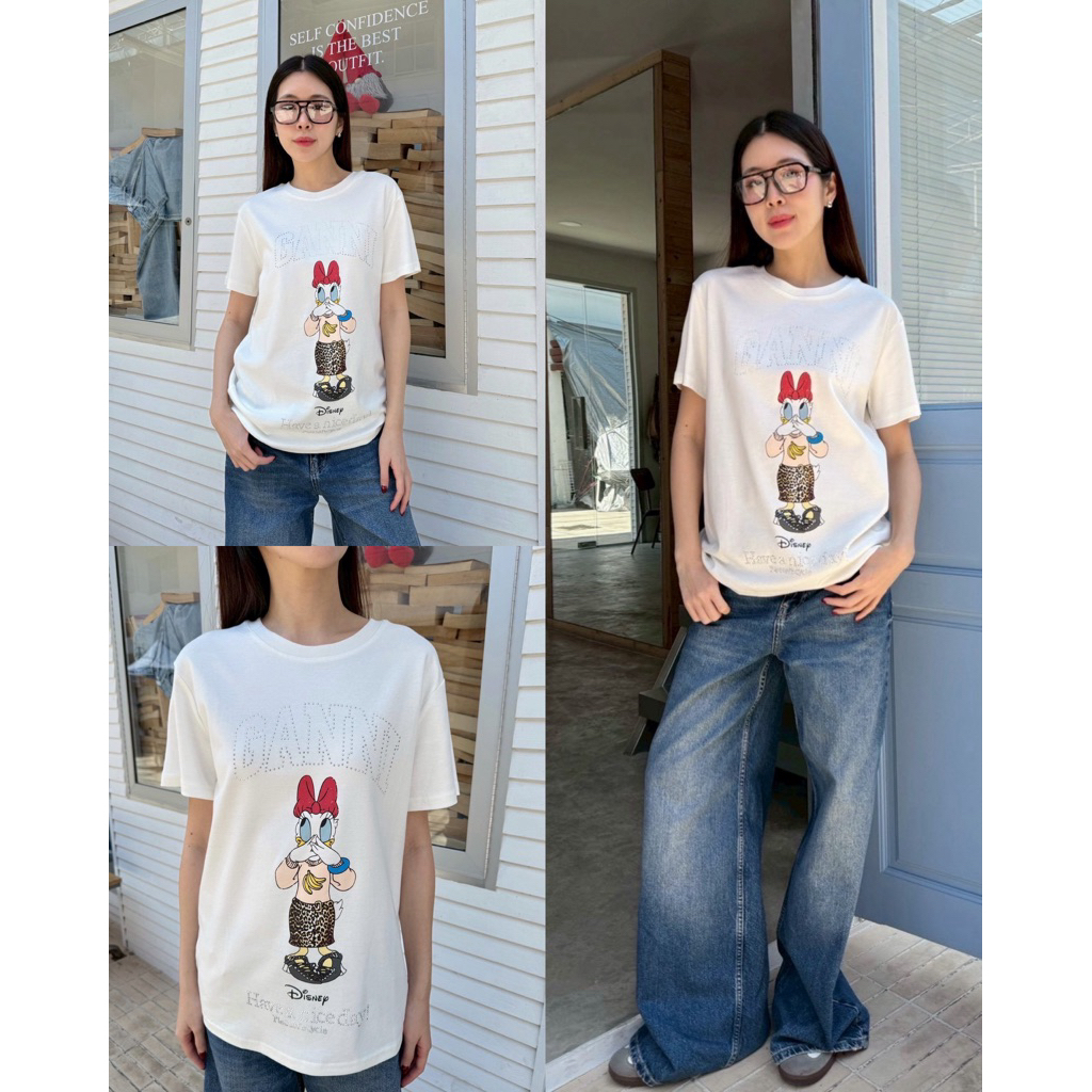 Ganni T-shirt “ เสื้อยืดคอกลมแขนสั้น🪿🤍