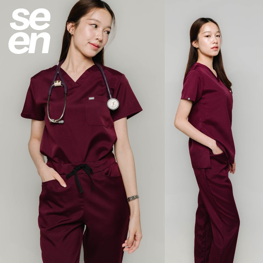 ชุดสครับการแพทย์ สี Burgundy รุ่น Standard