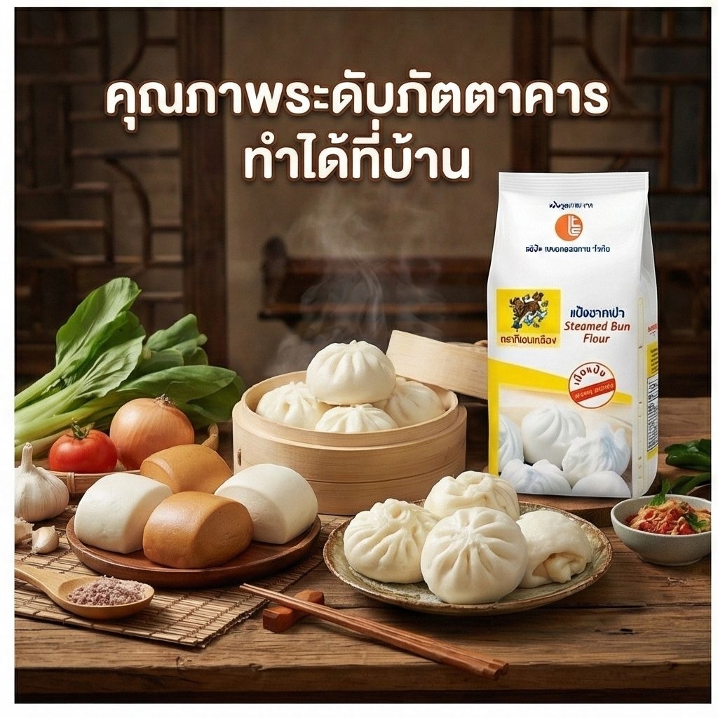 📦LT กิเลนเหลือง แป้งซาลาเปา ขนาด 1 กิโลกรัม.×10 ถุง.(ยกลัง).📦 - รูปที่ 4