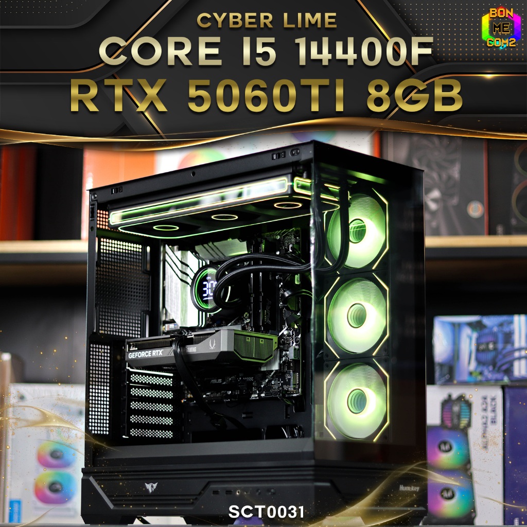 Cyber Lime [Special Custom]/ คอมประกอบ Bonmecom2/ INTEL CORE i5 14400F/ RTX 5060 TI 8GB