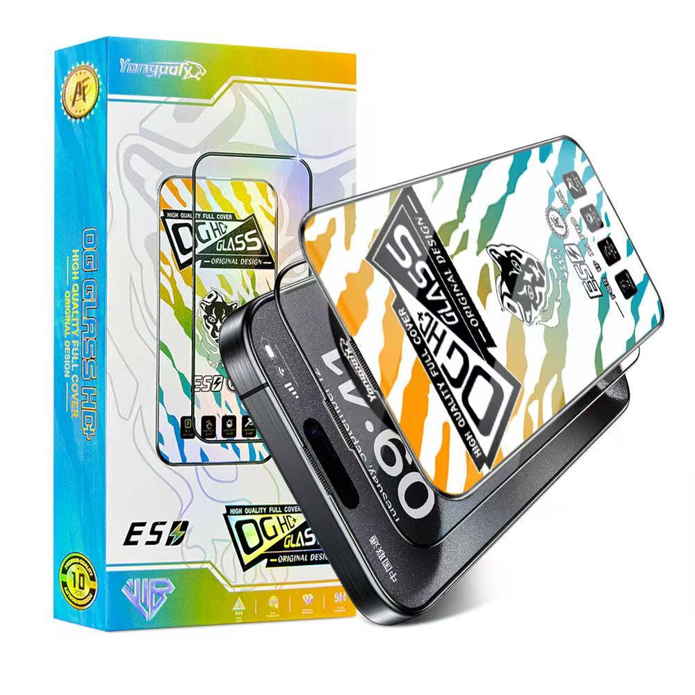 ฟิล์มกระจกเต็มจอขอบโค้งสีดำป้องกันไฟฟ้าสถิตย์สำหรับiPhone XR 11 12 13pro 14 15plus 16 17Ari 17ProMax