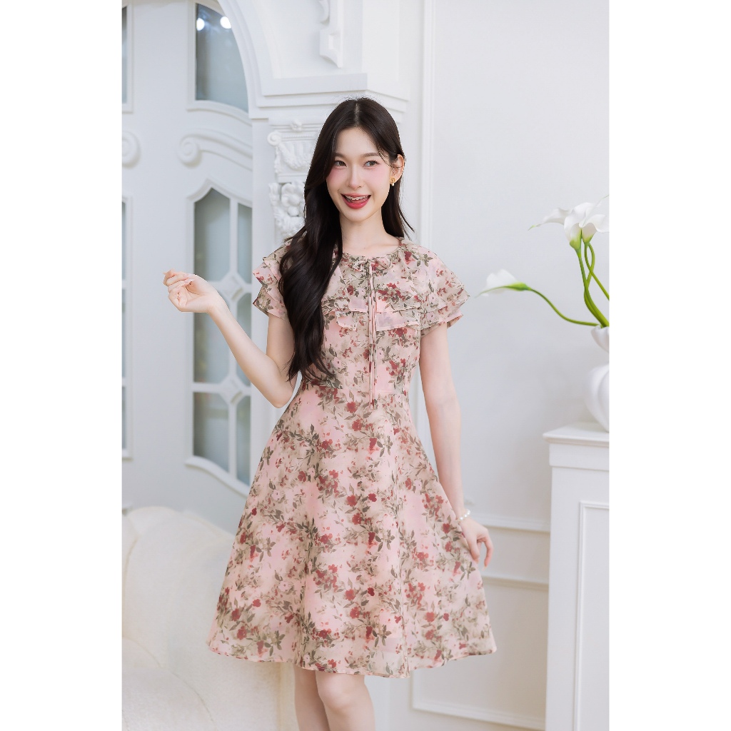 507-09ระบายสองชั้นโบว์ชมพู