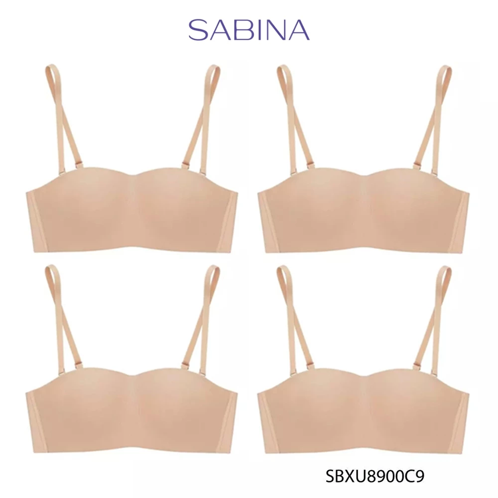 Sabina เสื้อชั้นใน (Set 4 ชิ้น) Pretty Perfect Level 1 เกาะอก ไร้ตะเข็บ ไร้โครง รหัส SBXU8900C9 - สีเนื้อเข้ม