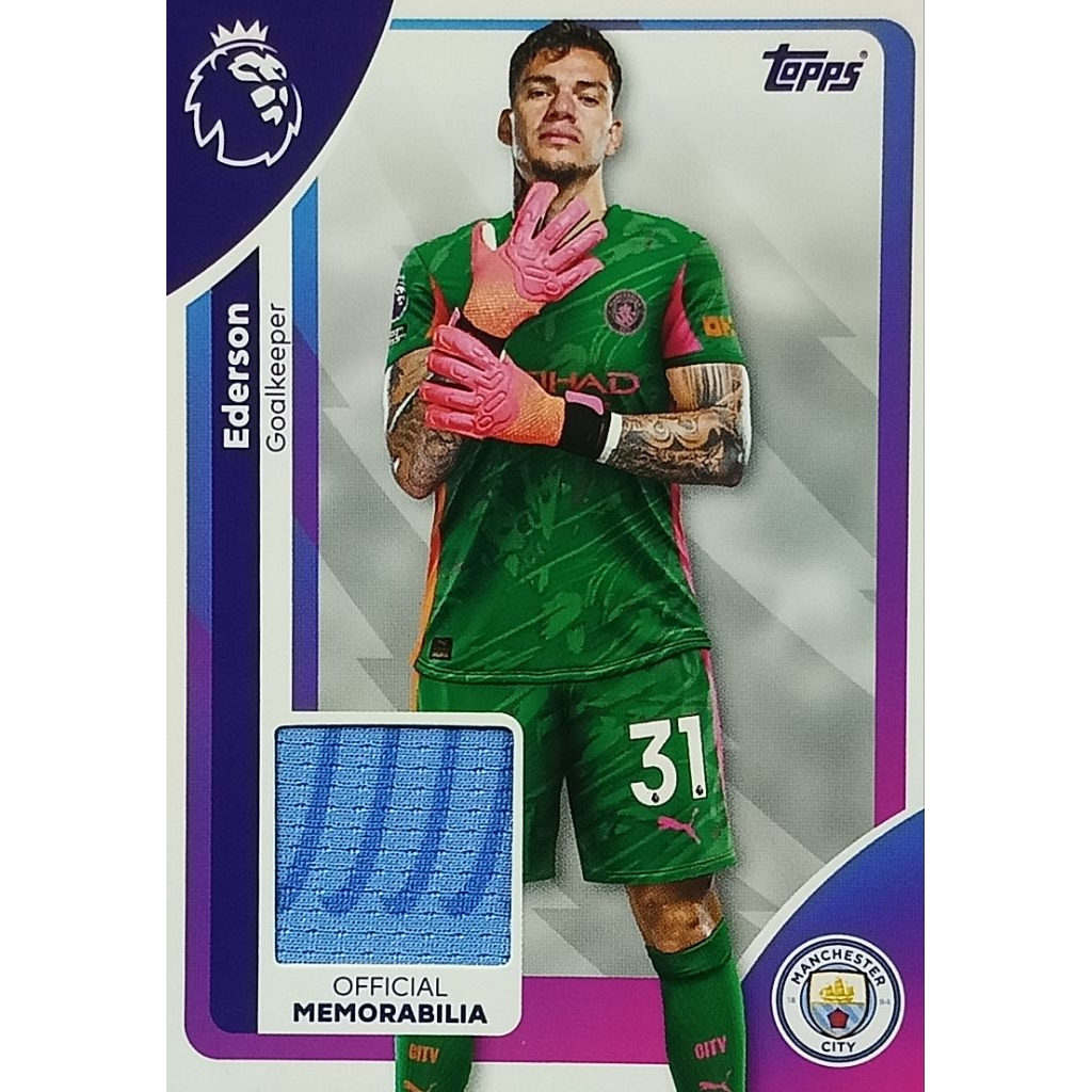 การ์ดผ้า Card 2025-26 Topps Premier League - Premier Relics Ederson, Ederson #RE-ED Manchester city