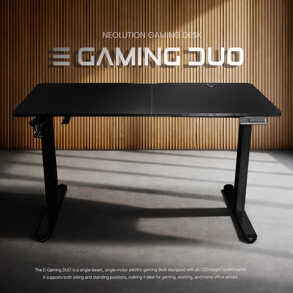 [ส่งฟรี] Neolution E-Gaming DUO โต๊ะปรับระดับไฟฟ้า Dual Motor Standing Desk จอ LED ปรับสูงต่ำ Carbon Fiber Top มี2ขนาด