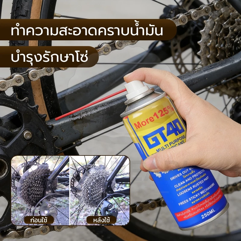 GLOPEARL น้ำยาอเนกประสงค์ GT40 สเปรย์หล่อลื่นและป้องกันสนิม 250ML ใช้งานง่าย ขายดี thumbnail 5