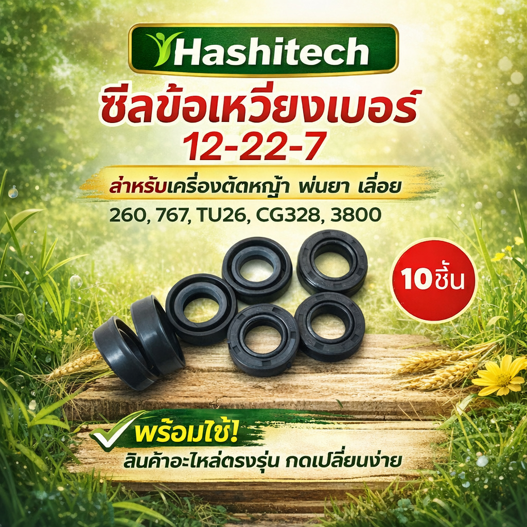 ซีลข้อเหวี่ยงเบอร์ 12-22-7 ซิลด์สำหรับเครื่องตัดหญ้า พ่นยา เลื่อย 260, 767, TU26