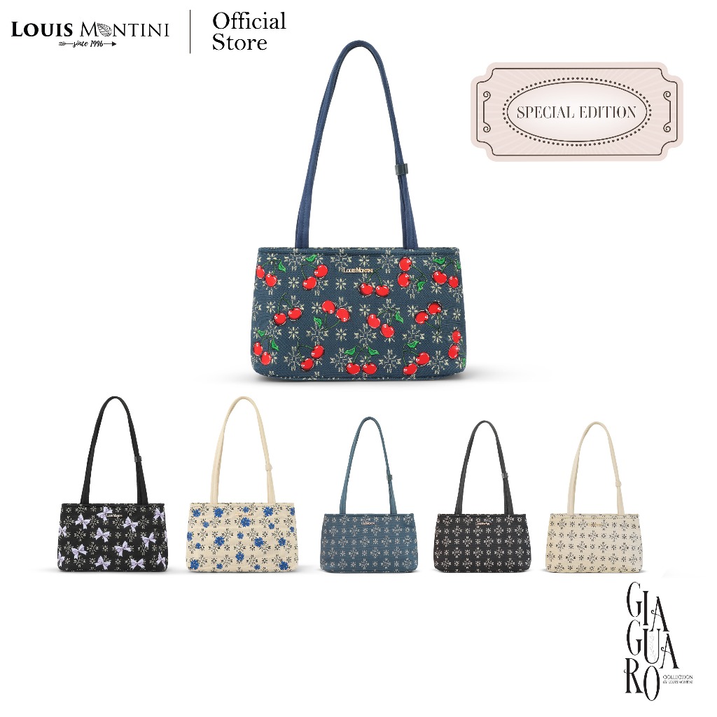 Louis Montini (Giaguaro) กระเป๋าสะพายไหล่ผู้หญิง กระเป๋าผ้าแจ็คการ์ดเสริมโฟมทรง Baguette LYP14