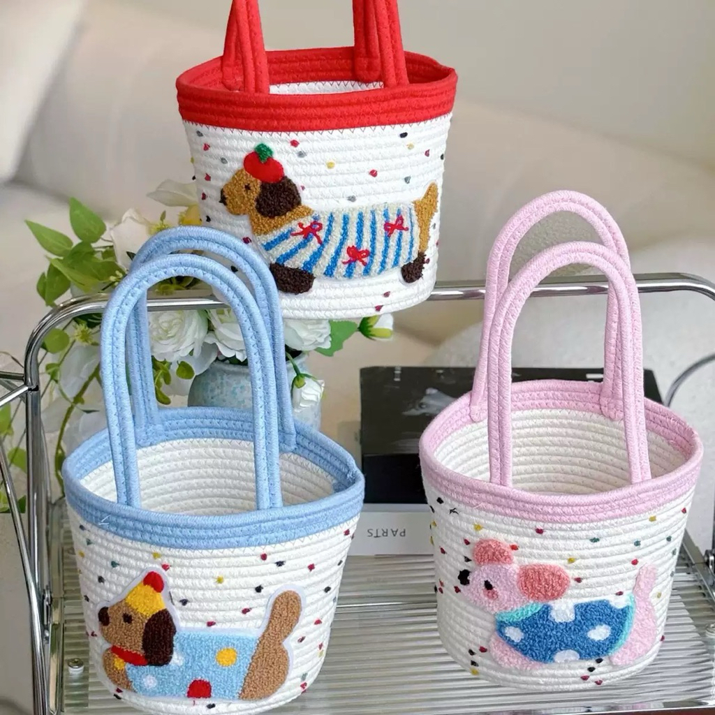 พร้อมส่ง💗กระเป๋าสาน 𝗣𝘂𝗽𝗽𝘆 รุ่นใหม่น่ารักมาก