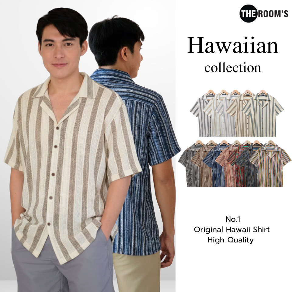 THE ROOM'S - เดอะรูม เสื้อฮาวาย เสื้อเชิ้ตแขนสั้น ผ้าทอ ผ้านุ่ม ไม่ต้องรีด ระบายอากาศได้ดี