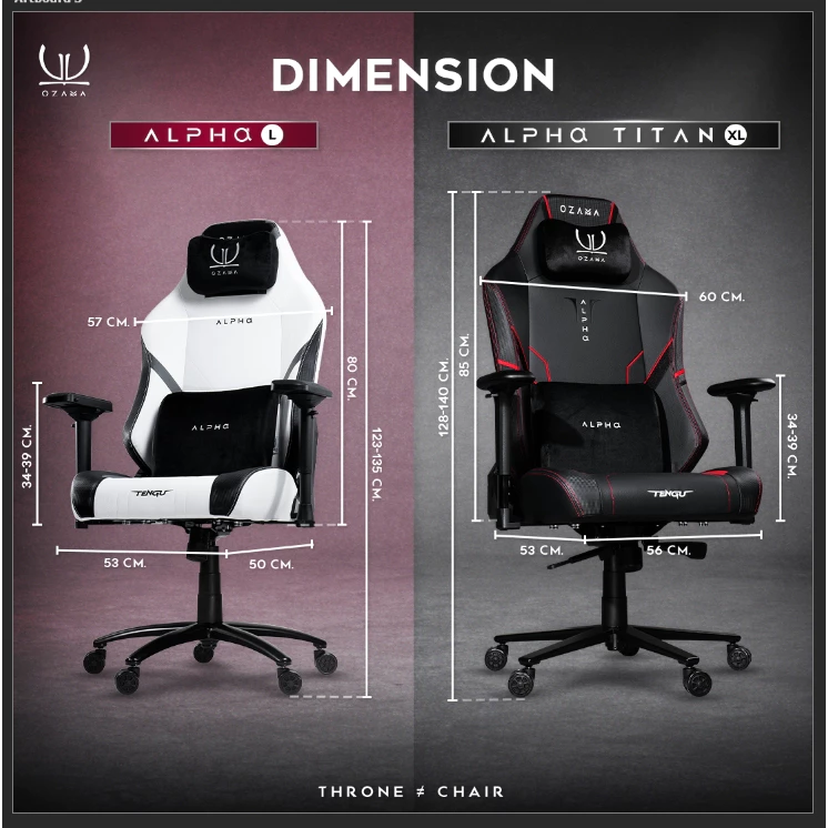 Ozama บัลลังก์ รุ่น Alpha เก้าอี้เกมมิ่ง Gaming Chair by Tengu รับน้ำหนัก 150กก Throne of Gamer thumbnail 10